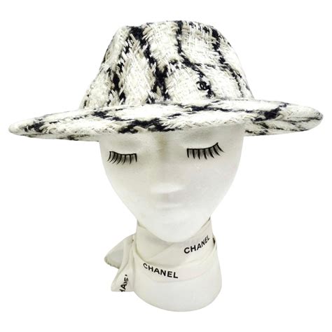 vintage chanel straw hat|chanel tweed hat.